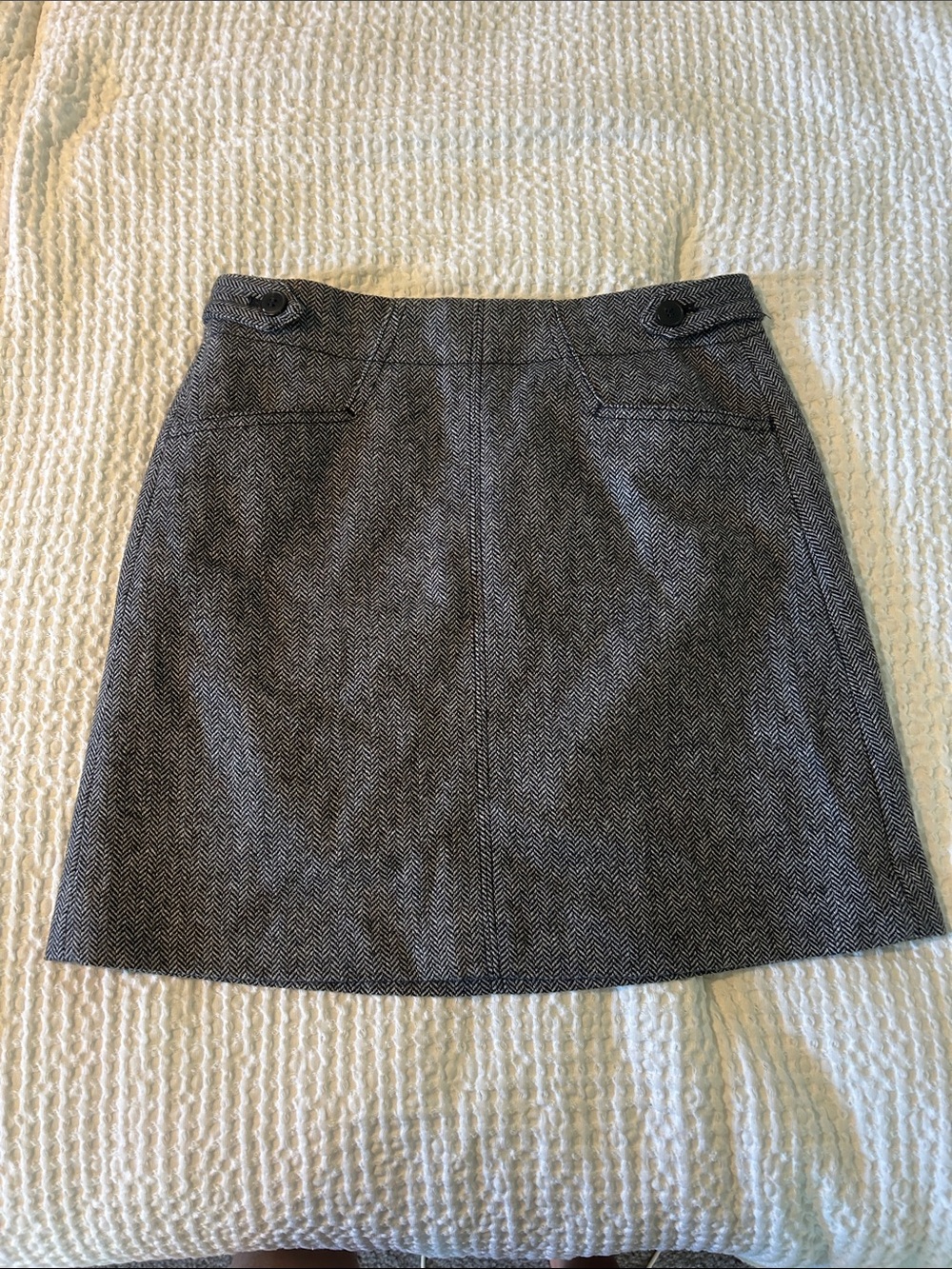 Madewell Gray Herringbone A-Line Skirt